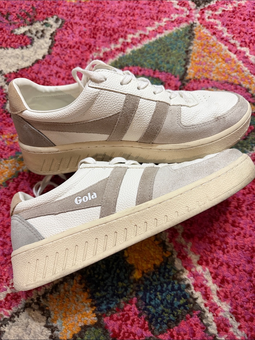 Gola White & Taupe Classic Low-Top Sneakers